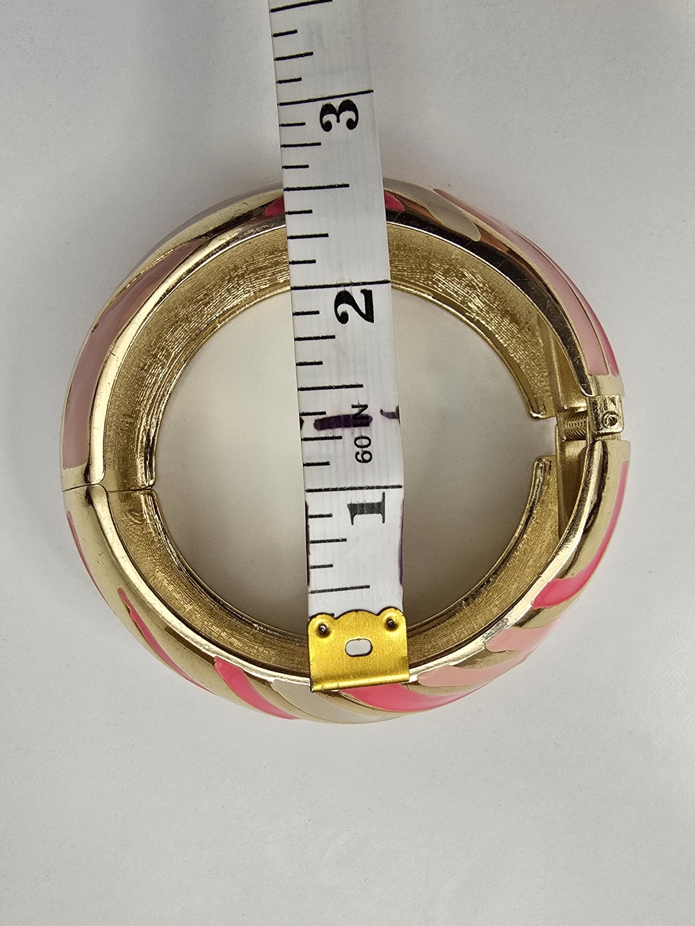 Pink & Gold Abstract Hinged Bangle - Picture 10 of 10